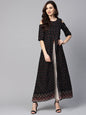 Women Black Cotton Kurti by Myshka (
