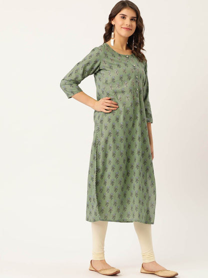 Women's Cotton Printed with Zari Adda highlight work Kurta