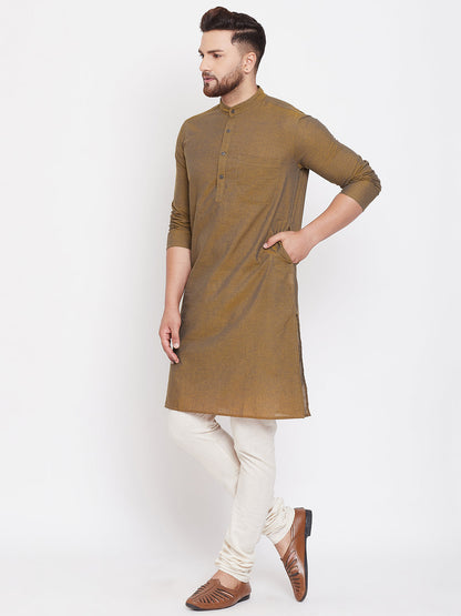 Men's Brown Cotton Kurta