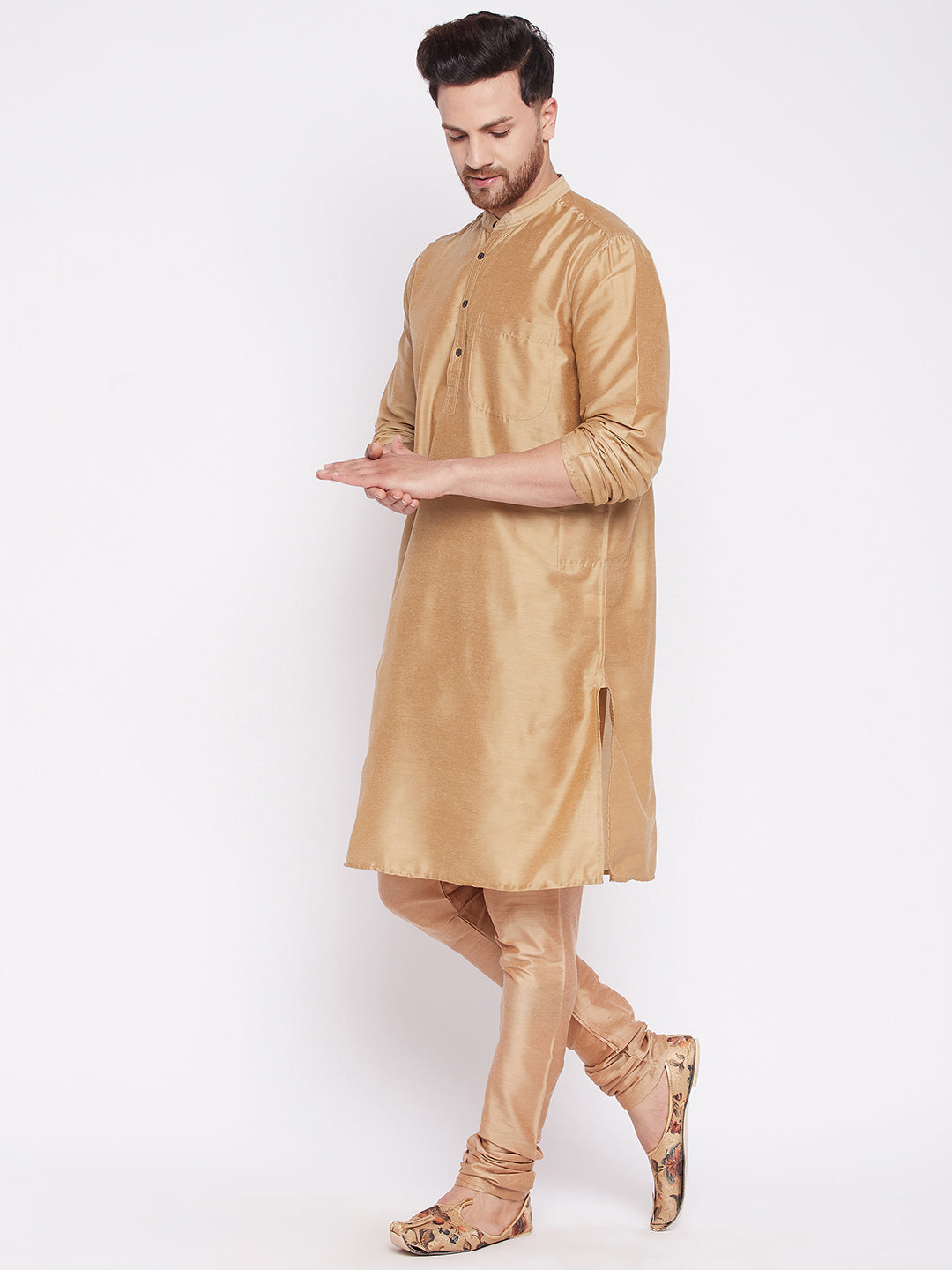 Men's Long Kurta with Band Colla