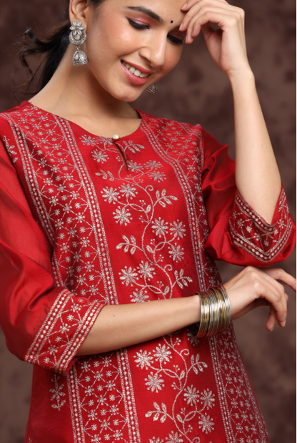 Women's Modal Chanderi Printed Straight Kurta