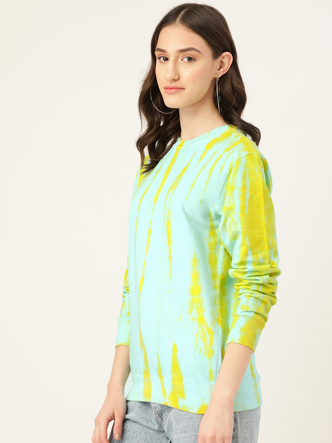 Women's Offwhite- yellow Sunrays tie dye Sweatshirt