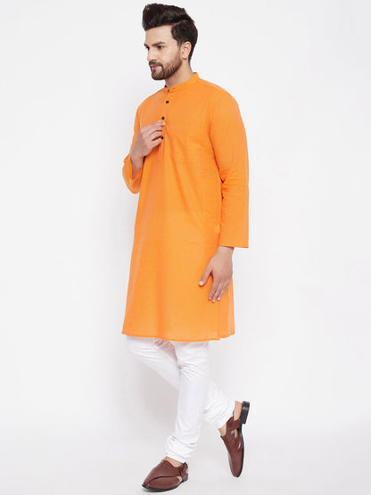 Men's Cotton Striped Orange Kurta2