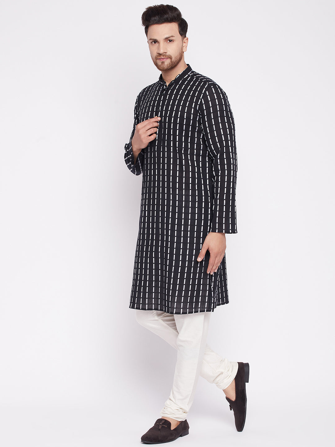 Men's Long Kurta with Band Colla