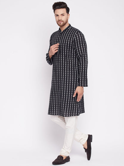 Men's Long Kurta with Band Colla