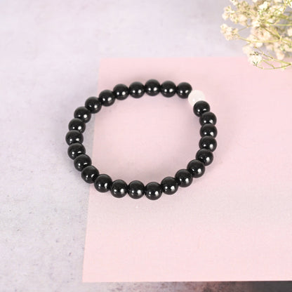 Unisex Transparent & White & Black Marbel Crystal Elasticated Bracelet