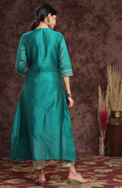 Women's Modal Chanderi Printed Straight Kurta