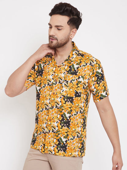 Men's Orange Summer Casual Shirt
