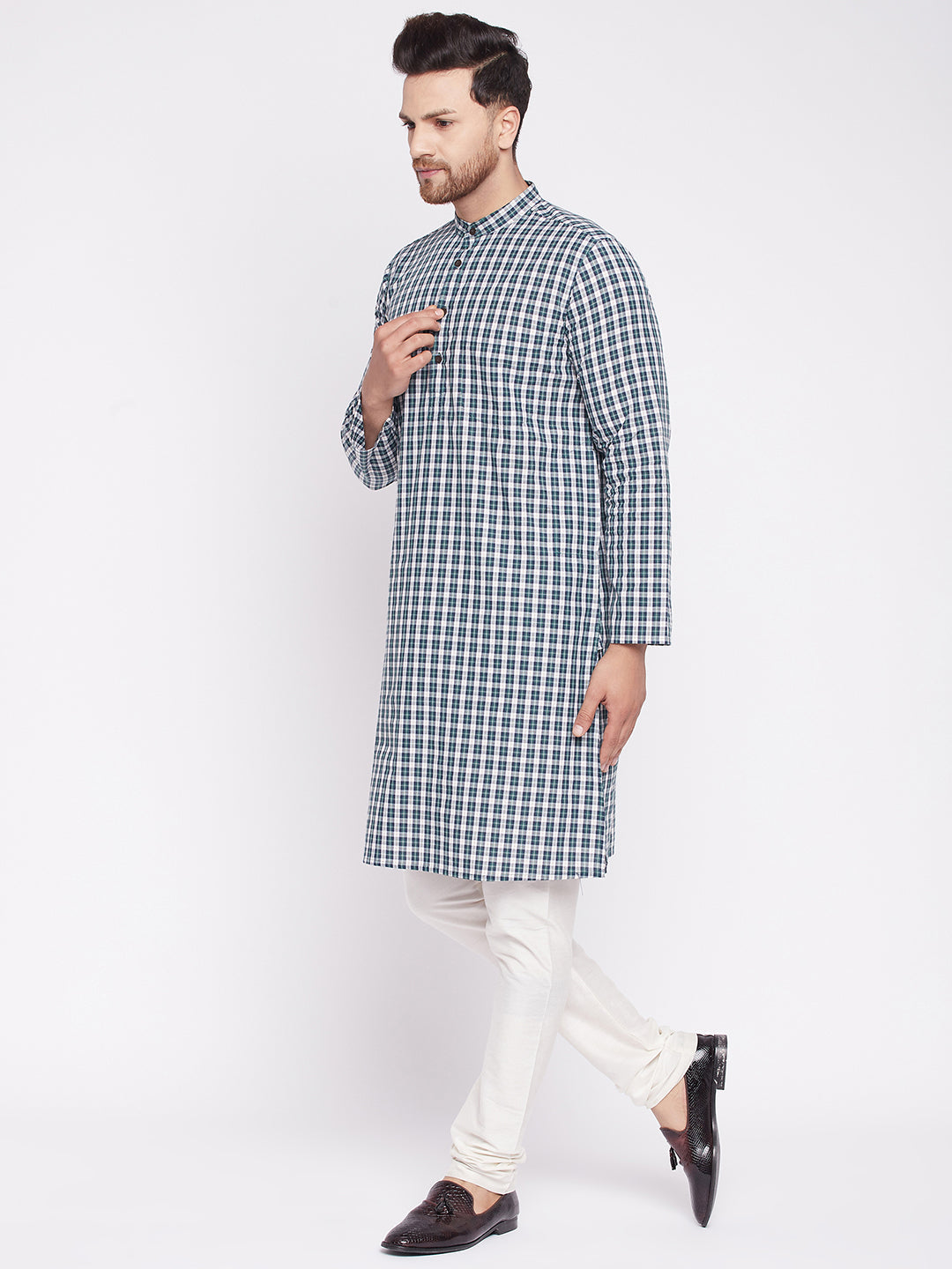 Men's Long Kurta with Band Colla