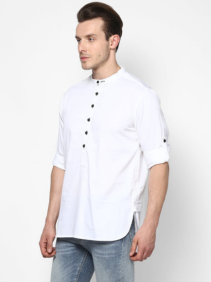 Men's White Cotton Shirt Kurta