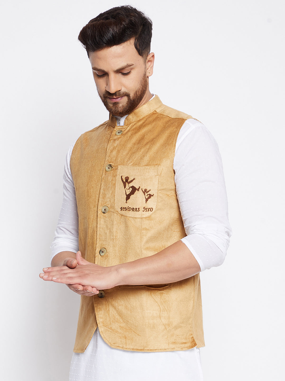 Men's Bindaas Jiyo Woven Design Jacket