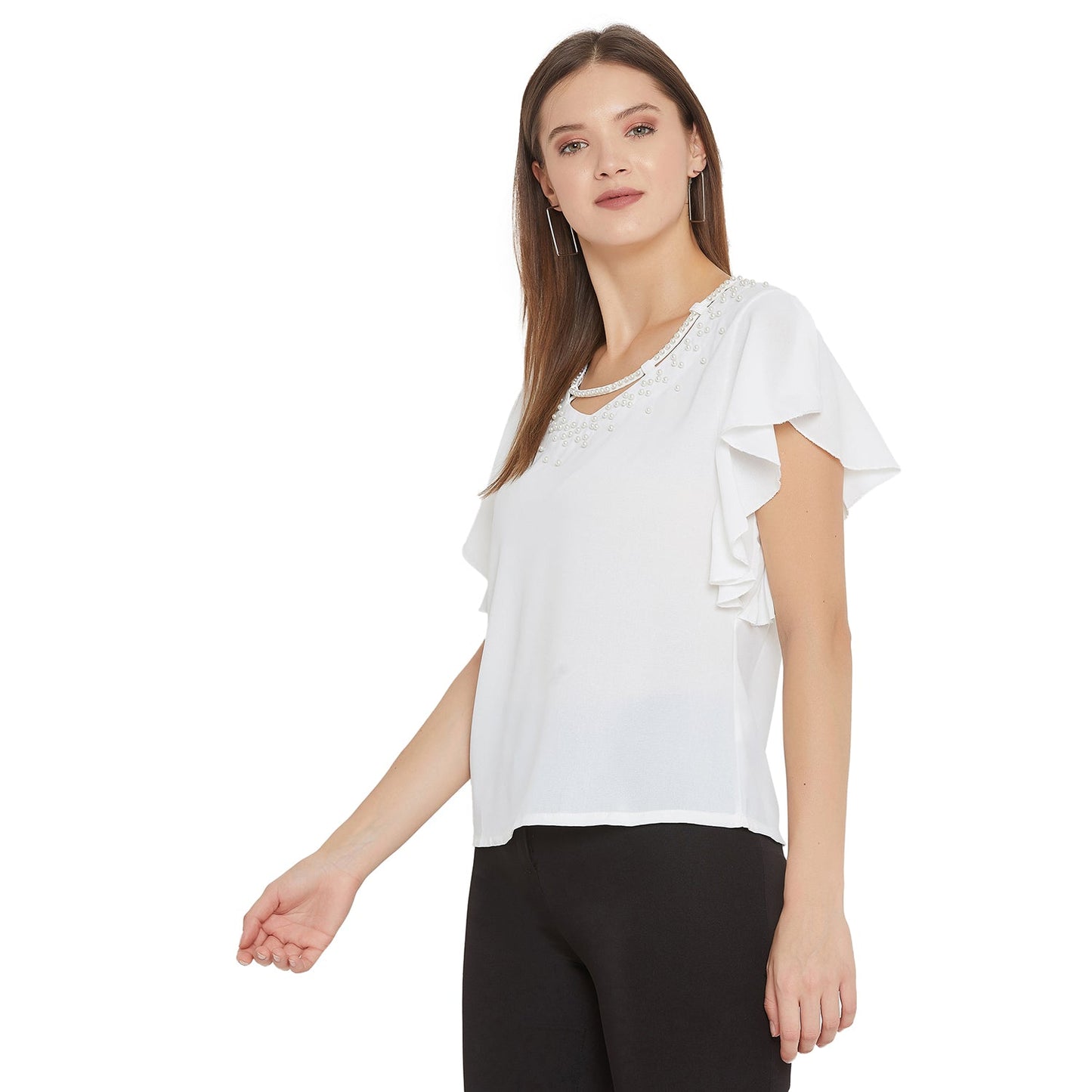 Women's Embellished Self Design Round Neck