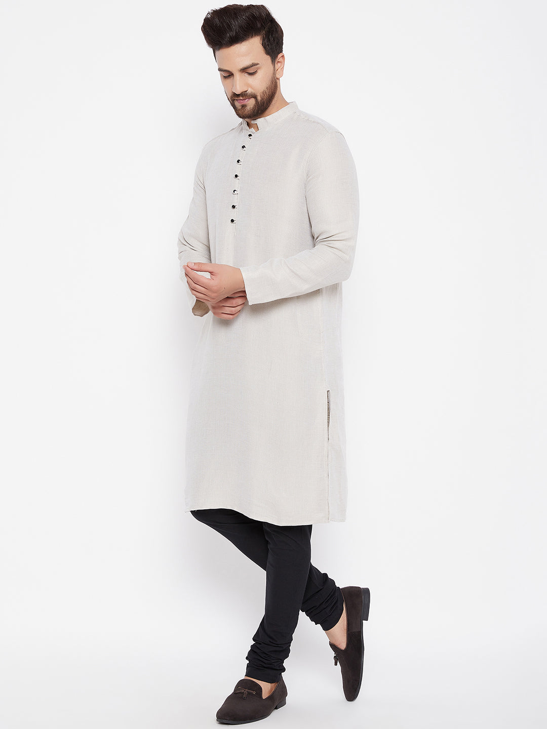 Men's Cotton Beige Straight  Kurta