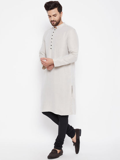 Men's Cotton Beige Straight  Kurta