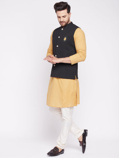 Men Black Nehru Jacket by Even App