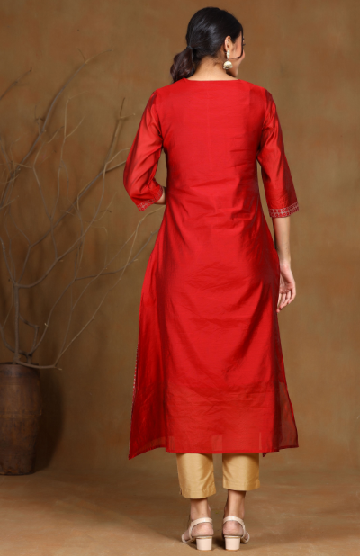 Women's Black Modal Chanderi Printed Straight Kurta