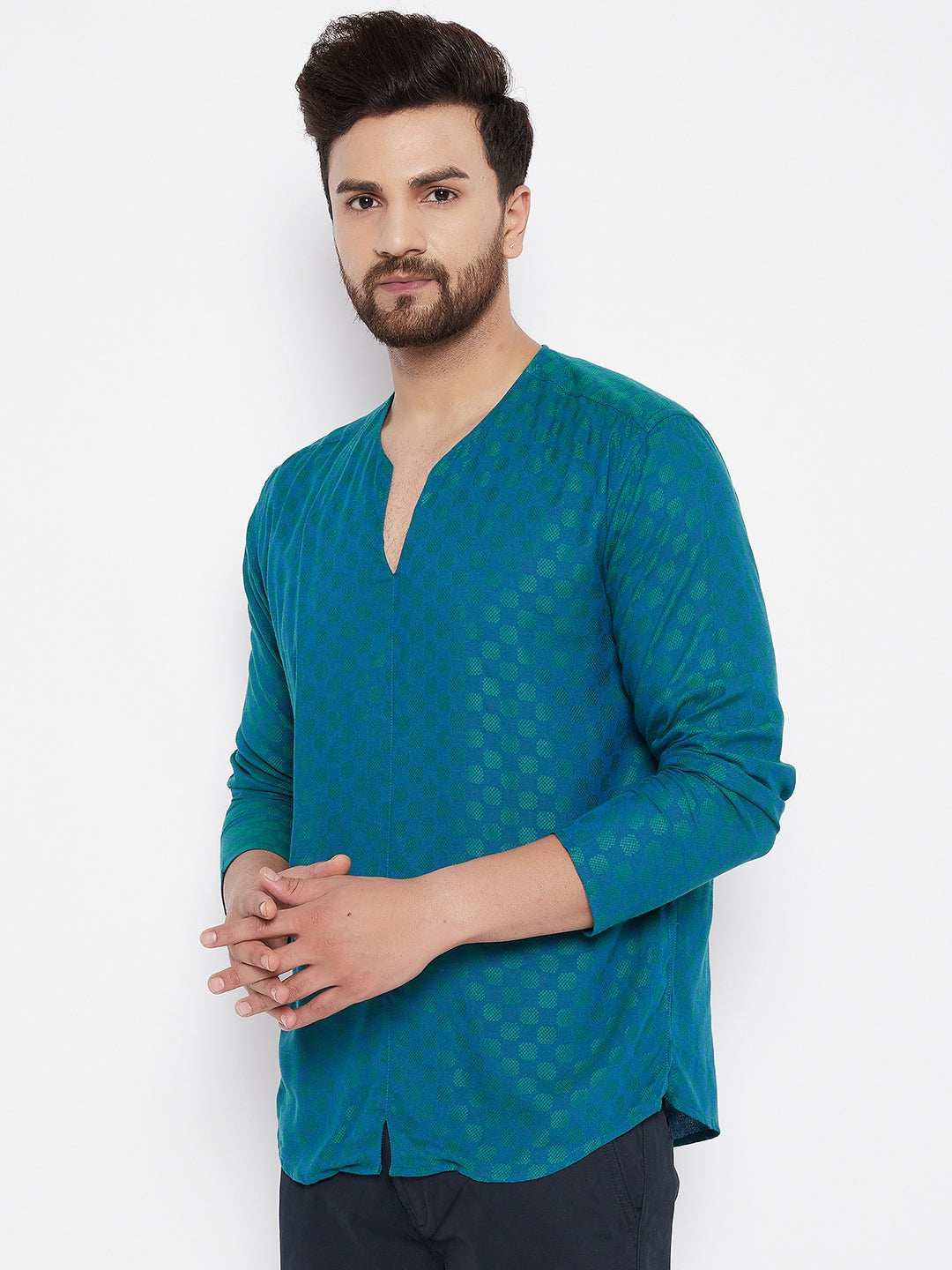 Men's Woven Design Straight  Kurta