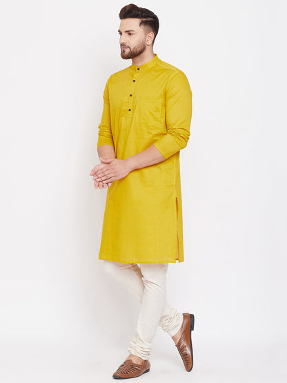 Men's Cotton Kurta With Band Collar