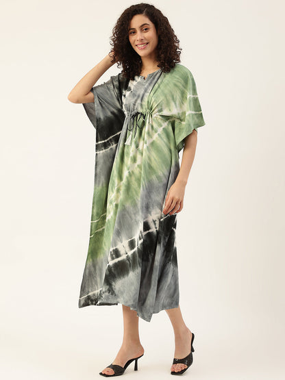 Women's Spiral Tri-Color Rayon kaftan Dress