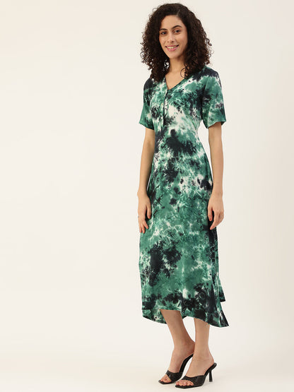 Women's Ocean Green Side Slit Dress