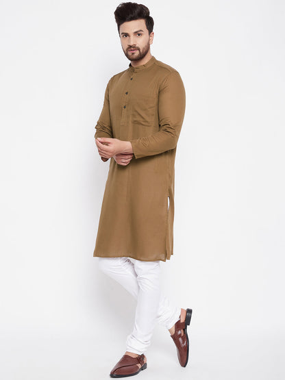 Men's Cotton Brown Straight Kurta