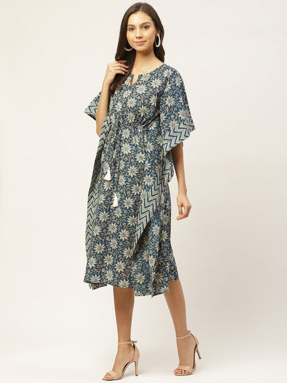 Women's Cotton Blue Kaftan Kurta