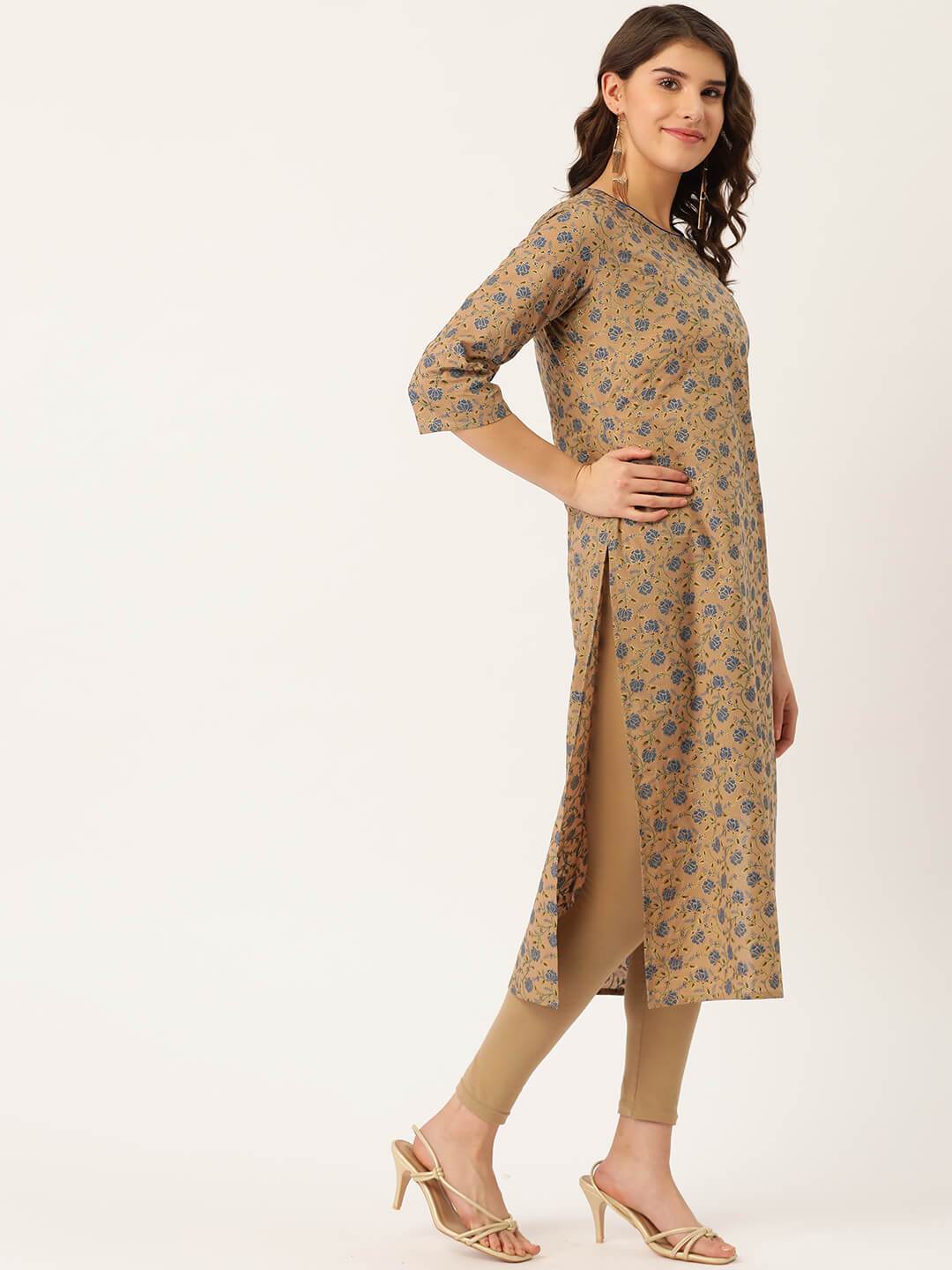 Women's Brown Color Rayon Striaght Kurta