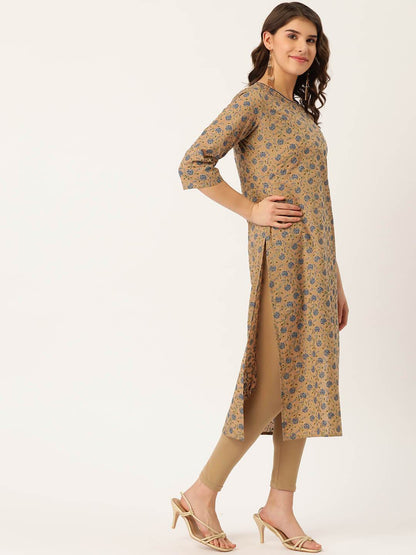 Women's Brown Color Rayon Striaght Kurta