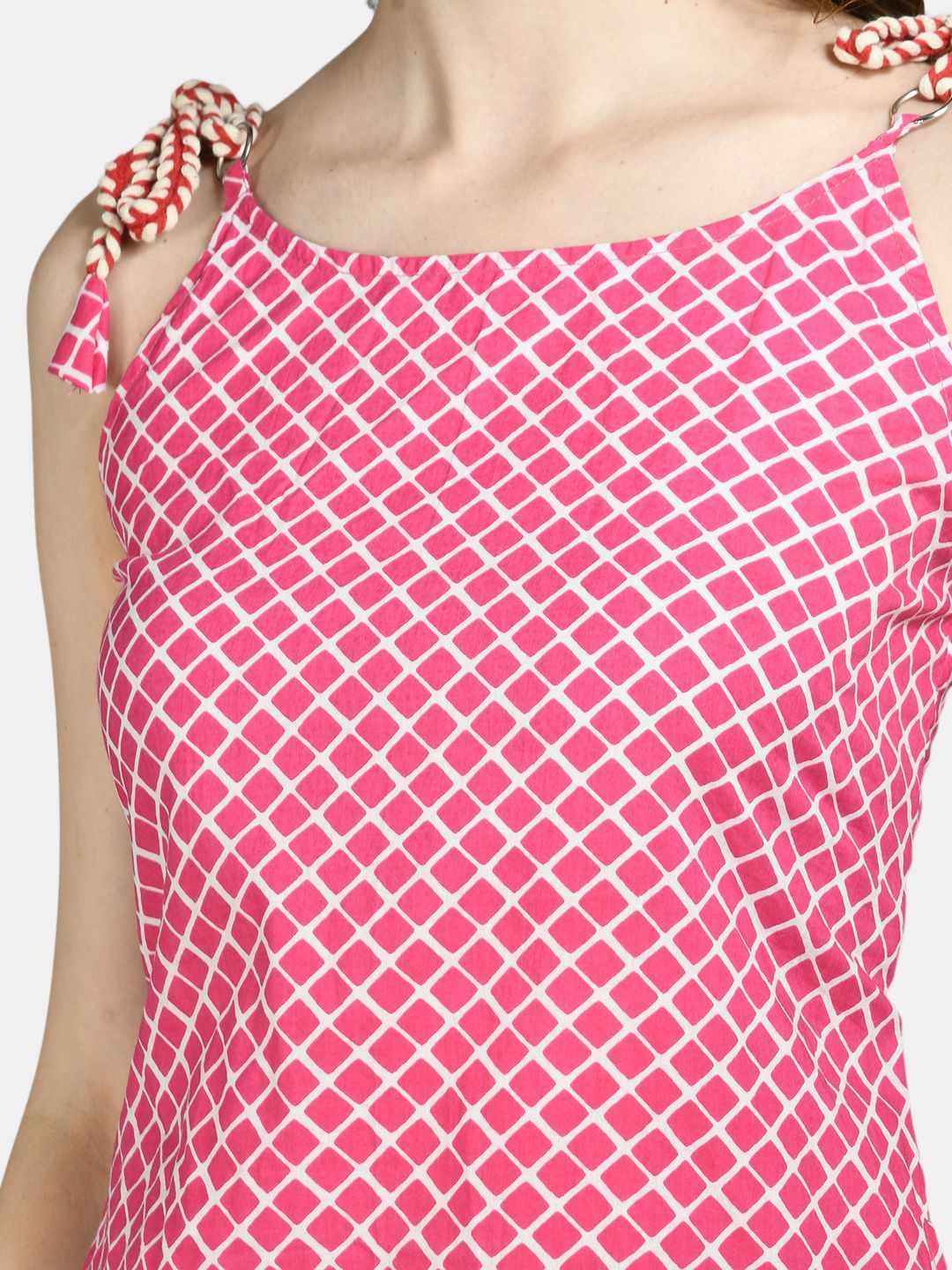 Women Pink Cotton Printed Kurta by Myshka (