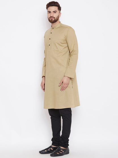 Men's Beige Cotton Kurta