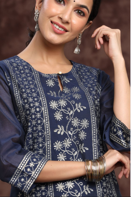 Women's Modal Chanderi Printed Straight Kurta
