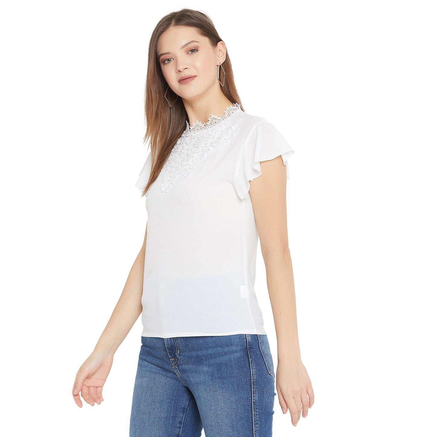 Women's Embellished Self Design Round Neck