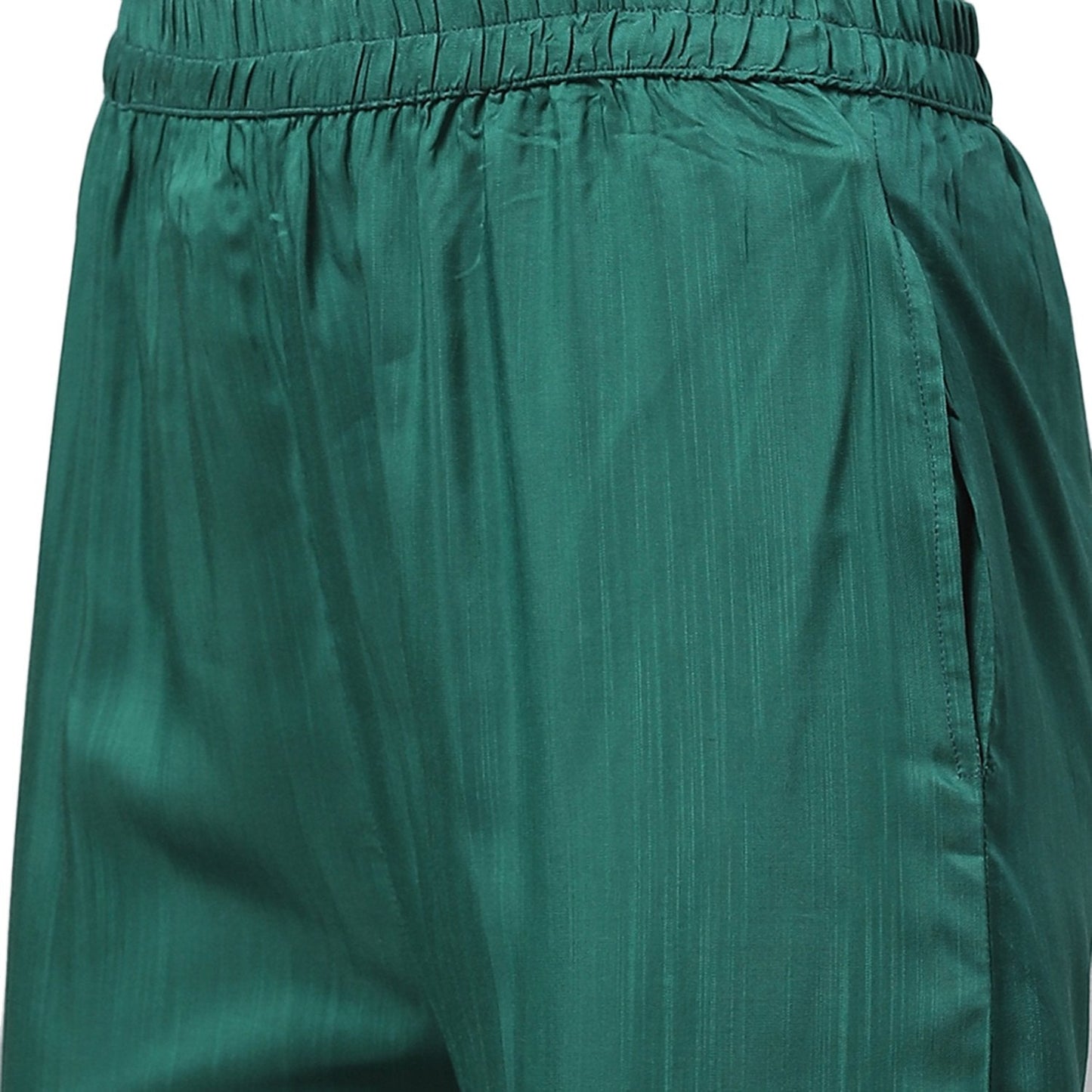 Women's Green Silk Blend Solid 3/4 Sleeve Casual Kurta Pant Dupatta Set