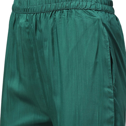 Women's Green Silk Blend Solid 3/4 Sleeve Casual Kurta Pant Dupatta Set