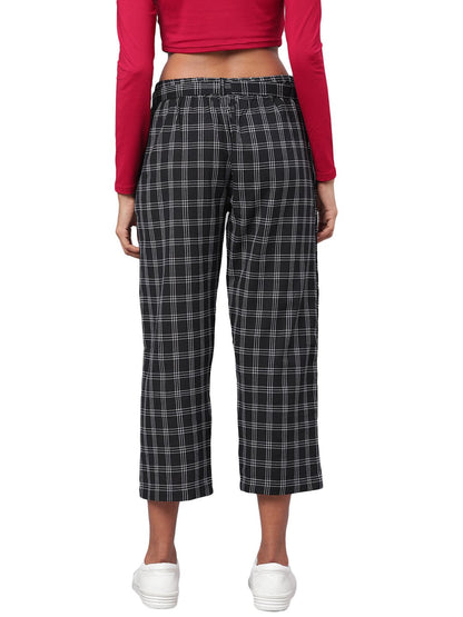 Women Black Cotton Trouser by Myshka (