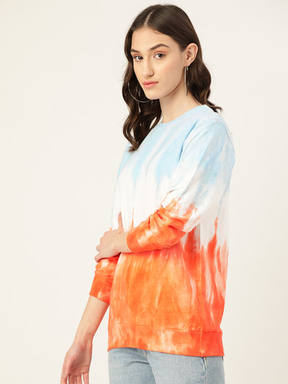 Women's Blue And Orange Tie and Dye SweatShirt