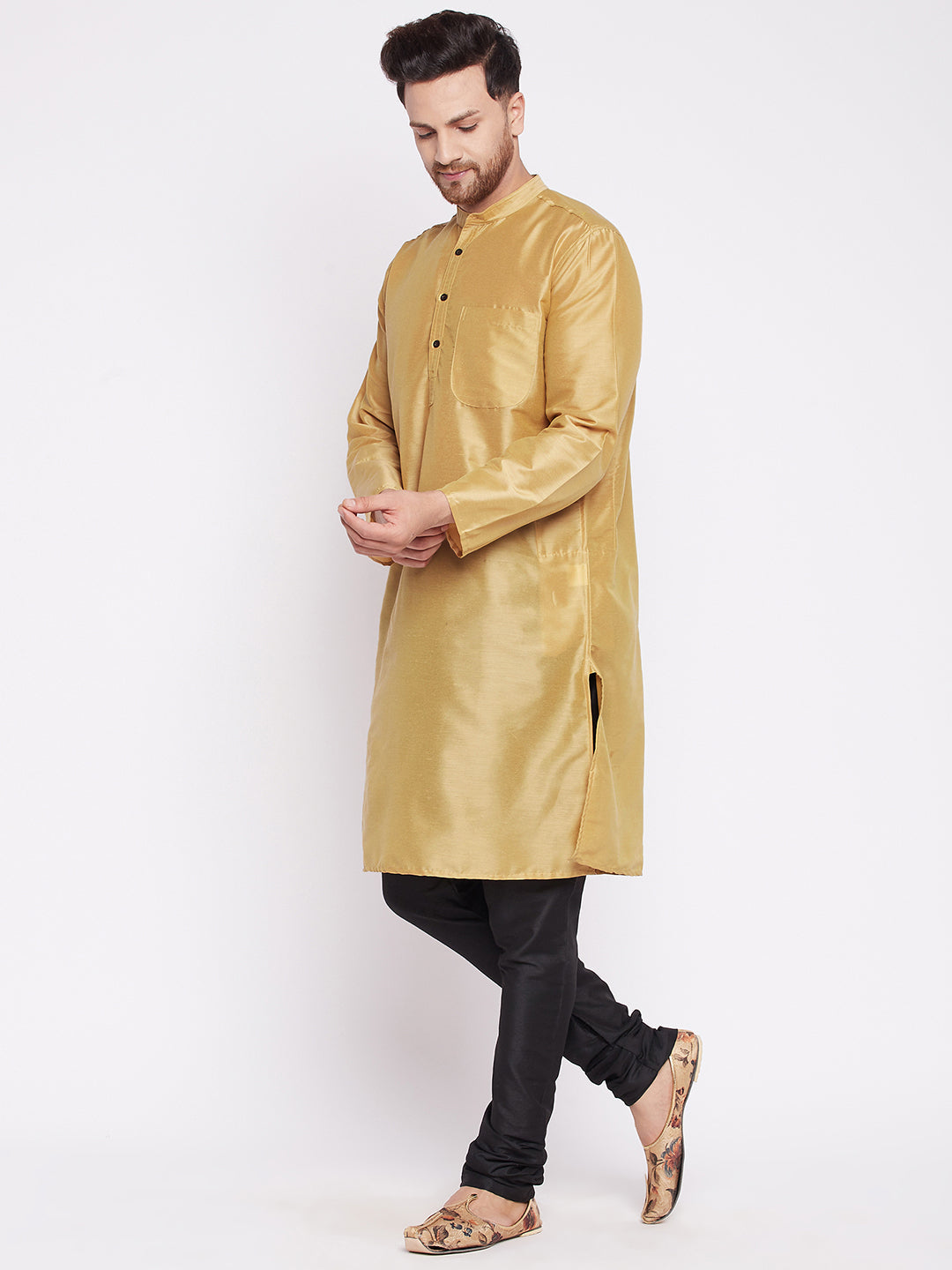 Men's Long Kurta with Band Colla