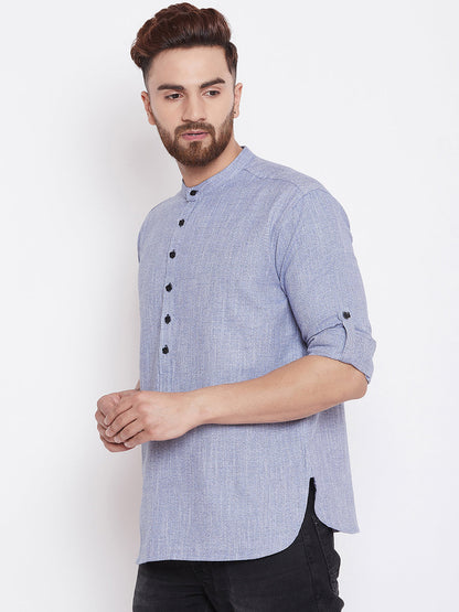 Men's Light Grey Cotton Shirt Kurta