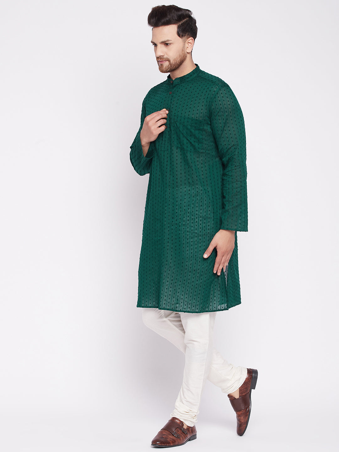 Men's Long Kurta with Band Colla