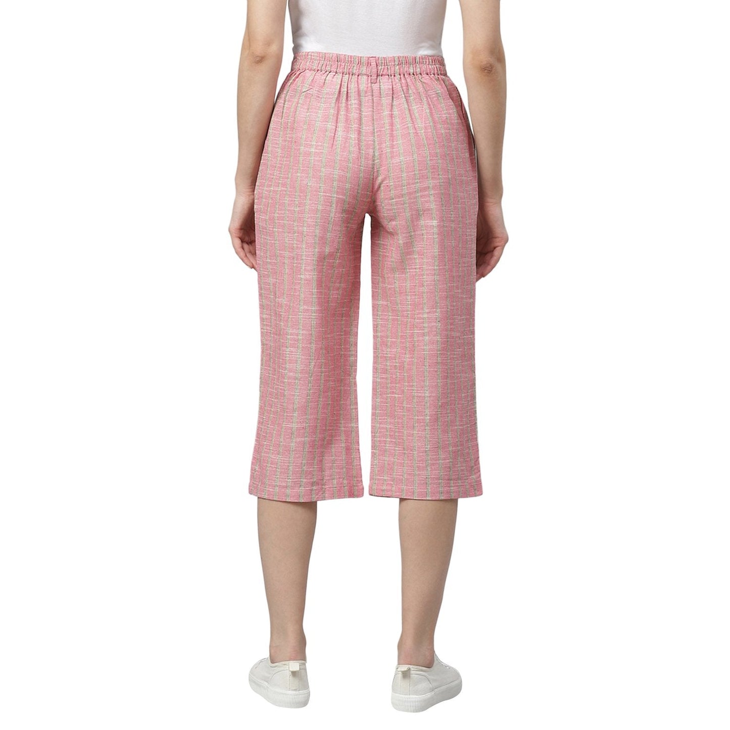 Women Pink Cotton Cullote Trouser by Myshka (