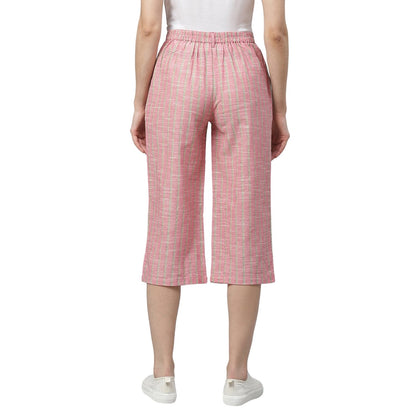 Women Pink Cotton Cullote Trouser by Myshka (