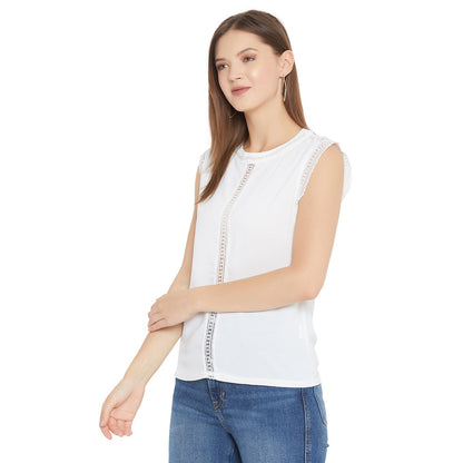 Women's Embellished Self Design Round Neck