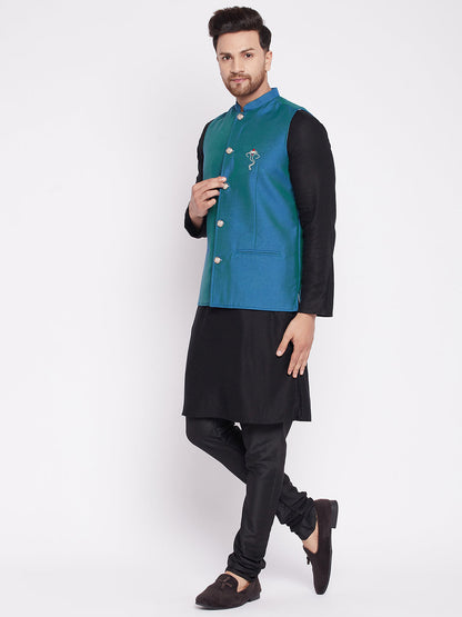 Men's Nehru Jacket With Embroided Insignia Of Lord Ganesh