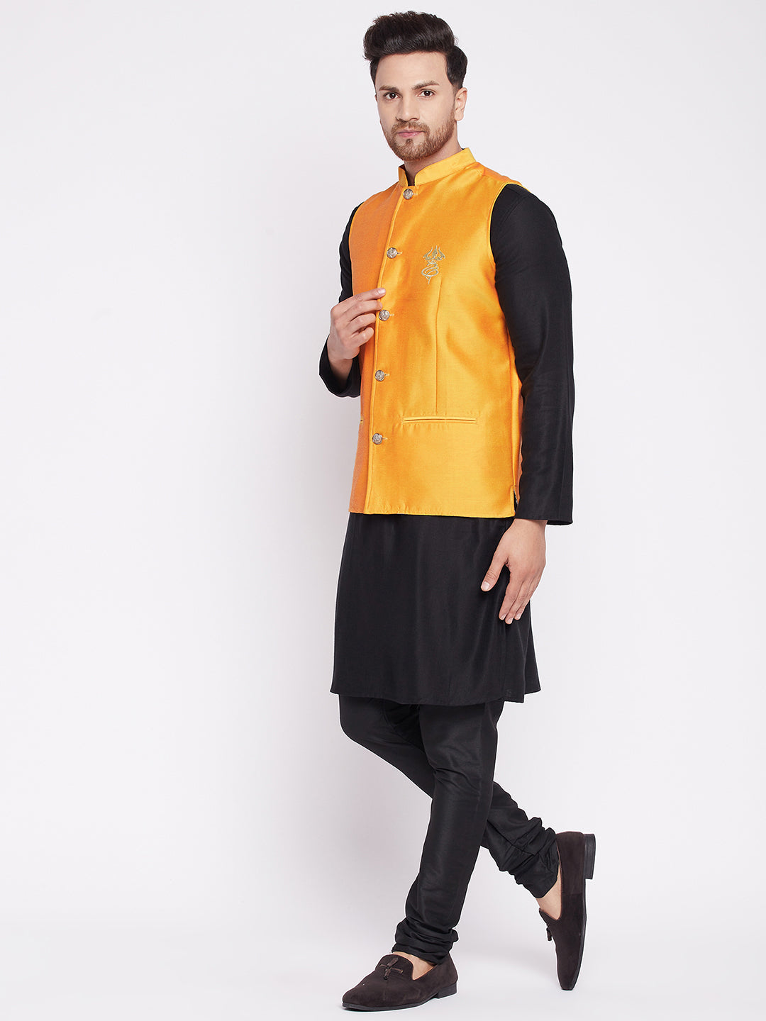 Men's Nehru Jacket With Embroided Insignia Of Lord Shi