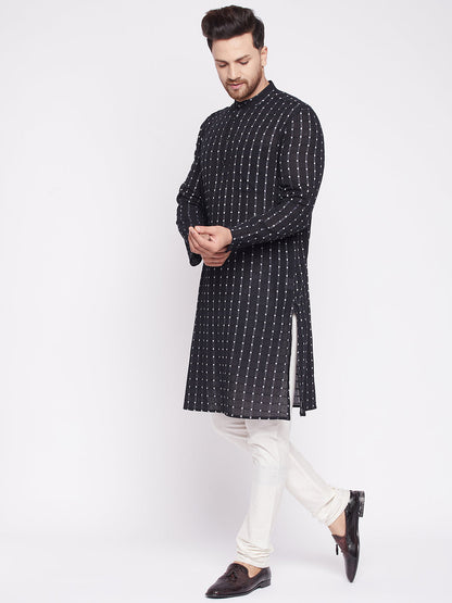 Men's Long Kurta with Band Colla