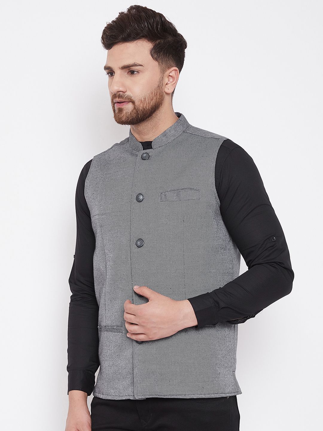 Men's Grey Nehru Jacket
