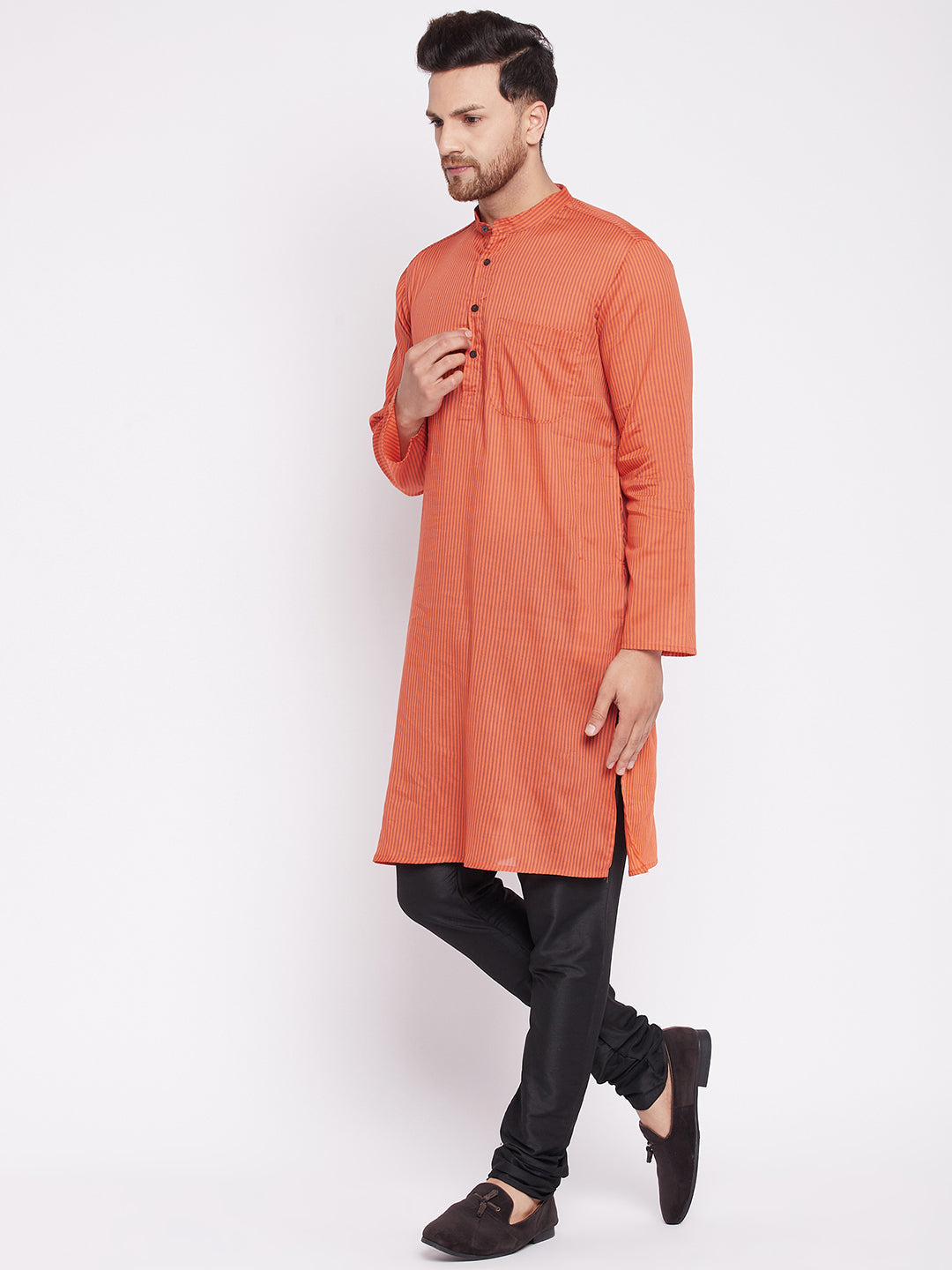 Men's Long Kurta with Band Colla
