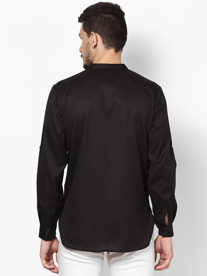 Men's Black Cotton Shirt Kurta