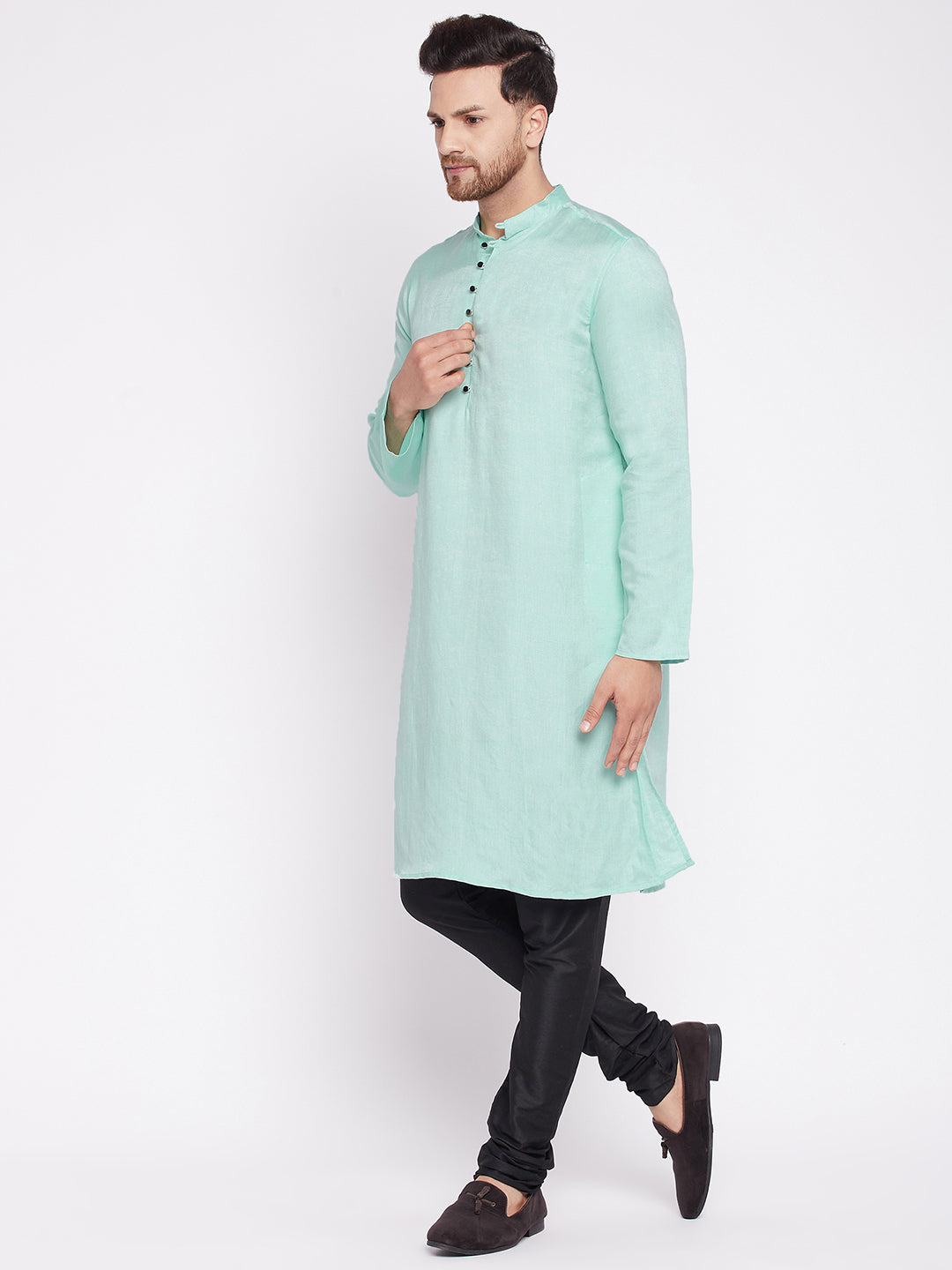 Men's Long Kurta with Band Colla