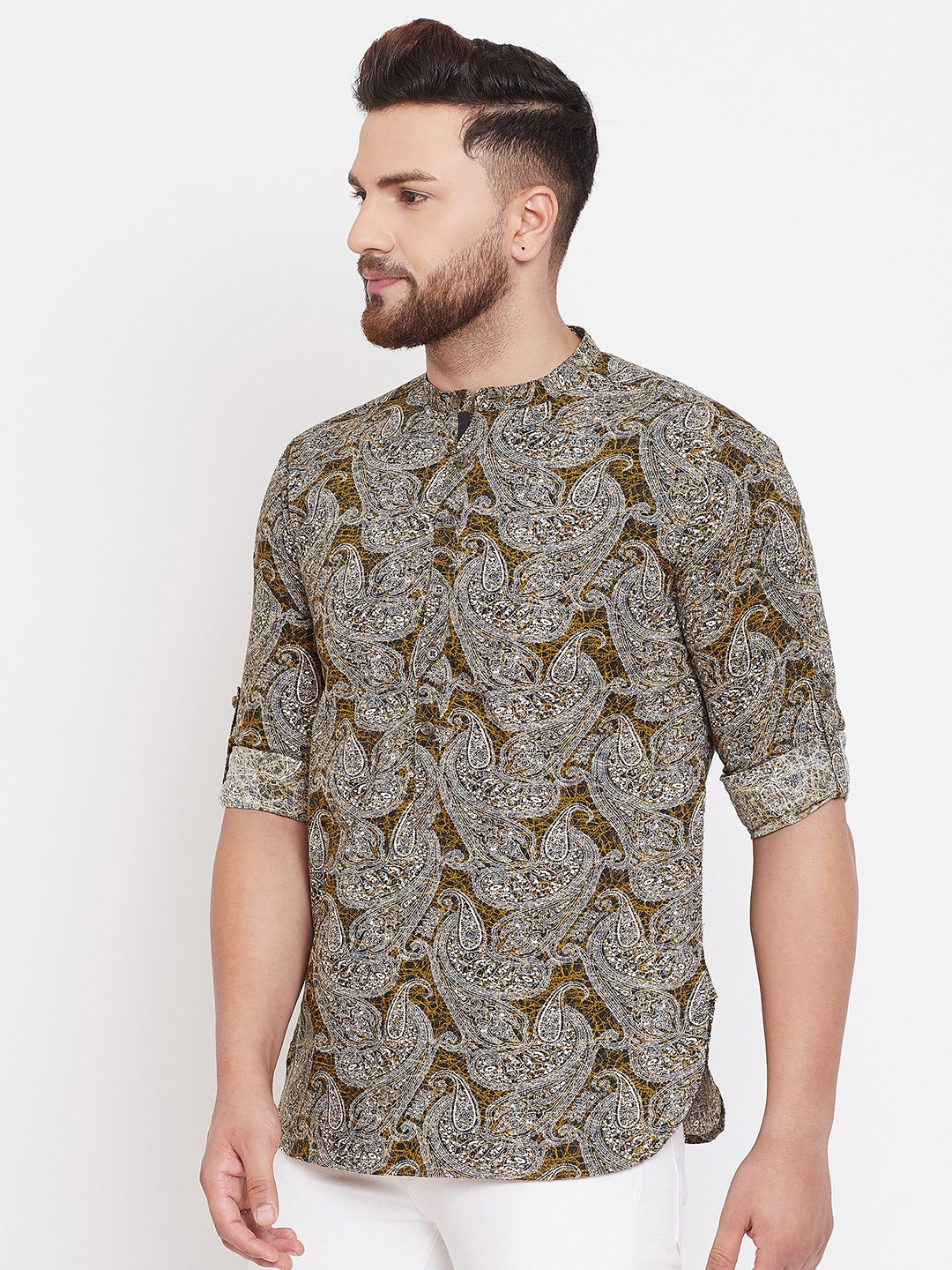 Men's Multi Hued Printed Shirt Kurta